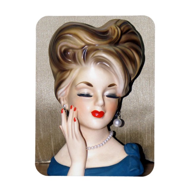 Vintage Lady Head Vase Model Glamourous 1960s Magnet (Vertical)