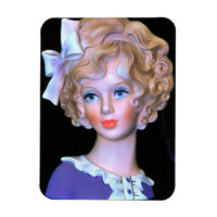 Vintage Lady Head Vase Pink Ruffled Bonnet