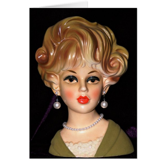 Vintage Lady Head Vase Sultry Eyes 1960s Card (Front)