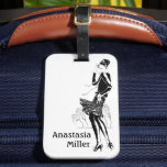 Vintage Lady in Black and White Luggage Tag<br><div class="desc">Vintage Illustration. Women in an elegant style in black & white.</div>