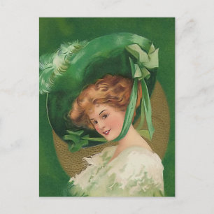 Vintage Lady in Green Post Card
