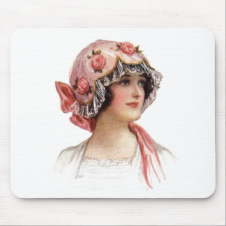 Vintage Lady in Silk Flowered Bonnet Mouse Mat