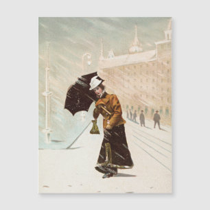 Vintage lady in the snow storm