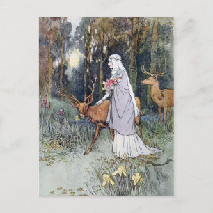 Vintage Lady in the Woods Greeting Card
