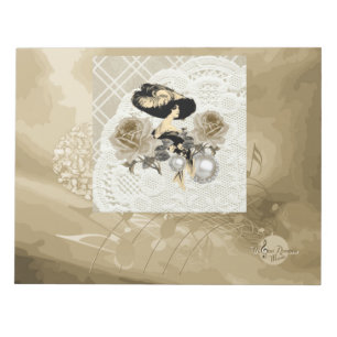 Vintage Lady Ivory Lace Roses &Rhinestones Notepad