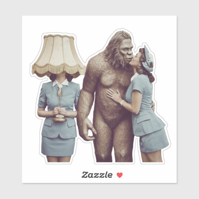 Vintage Lady Kissing Sasquatch (Sheet)