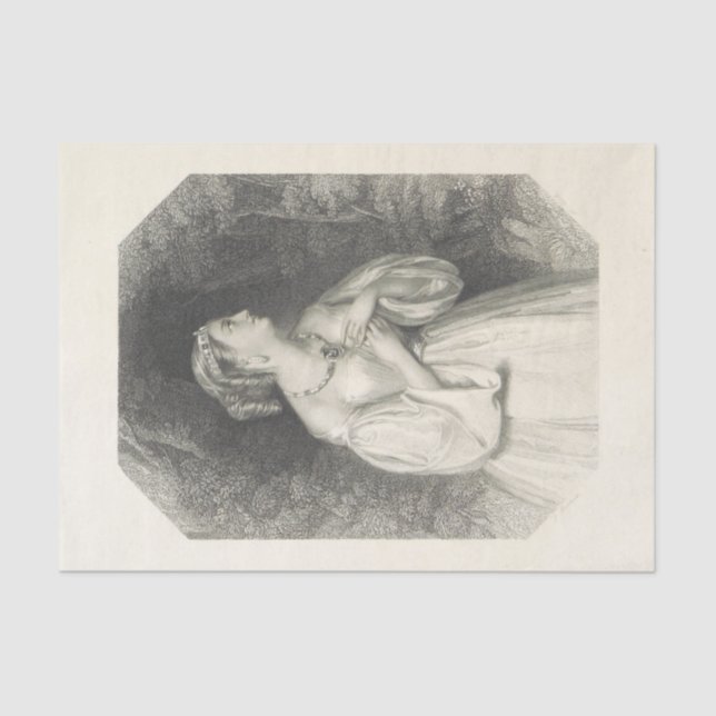 Vintage Lady Lavinia Black and White Tissue Paper (Front)