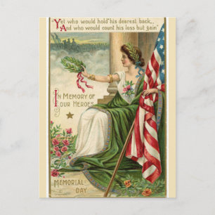 Vintage Lady Liberty Green Robe Memorial Day Postcard