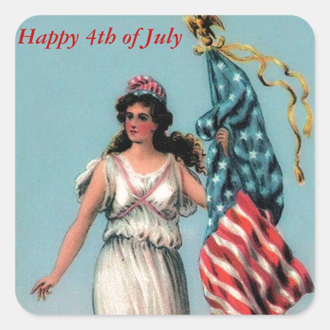 Vintage Lady Liberty Square Sticker (Front)