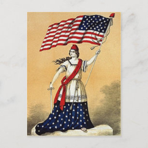 Vintage Lady Liberty With Red Sash Postcard