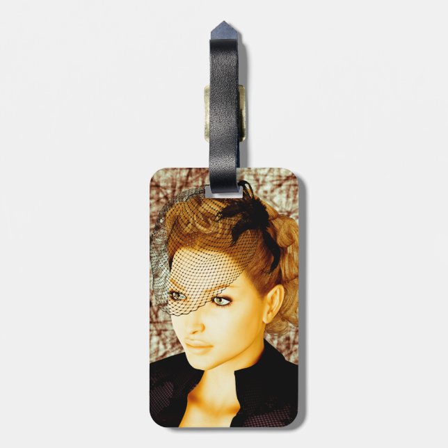 Vintage Lady Luggage Tag (Back Vertical)