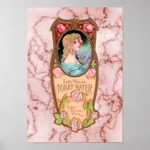 Vintage Lady Marian Toilet Water Label Poster
