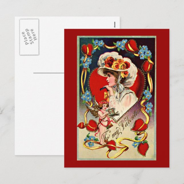 Vintage Lady My Valentine Postcard (Front/Back)