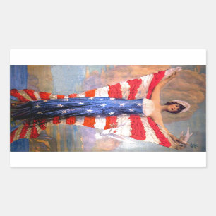 Vintage Lady of Liberty Patriotic American Flag Rectangular Sticker