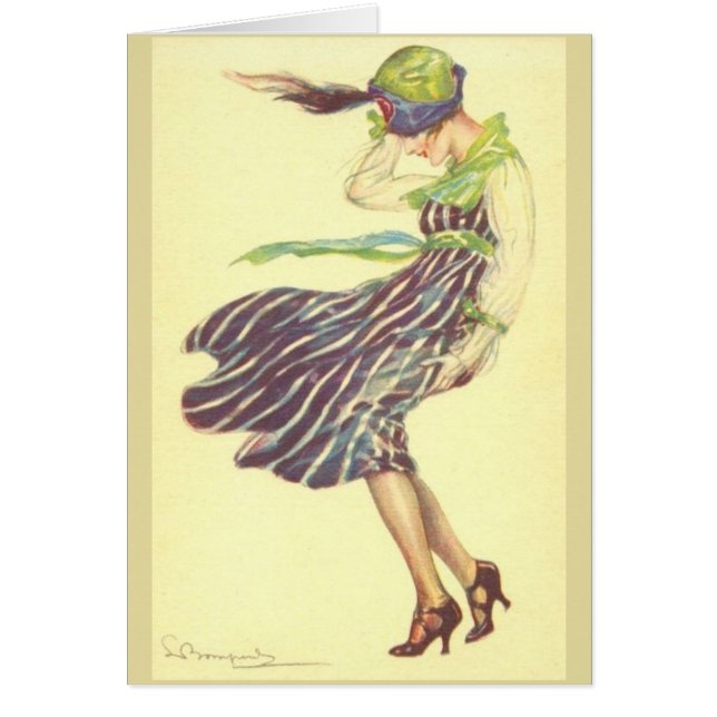 Vintage Lady on a Windy Day, (Front)