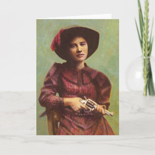 Vintage Lady Outlaw Greetings Card