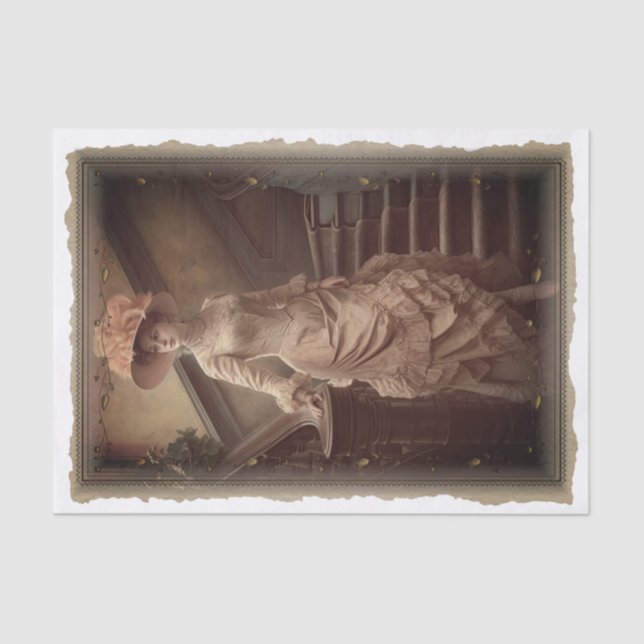 Vintage Lady Portrait Decoupage Tissue Paper (Front)