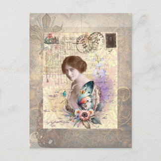 Vintage lady  postcard