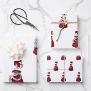 Vintage Lady Red Dress Elegant Wrapping Paper Sheet
