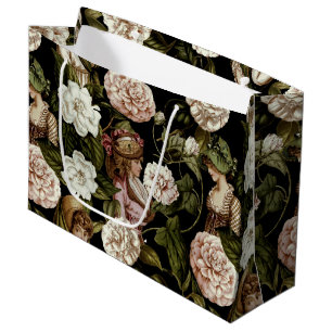 Vintage Lady Retro Botanical Flower Floral Pattern Large Gift Bag