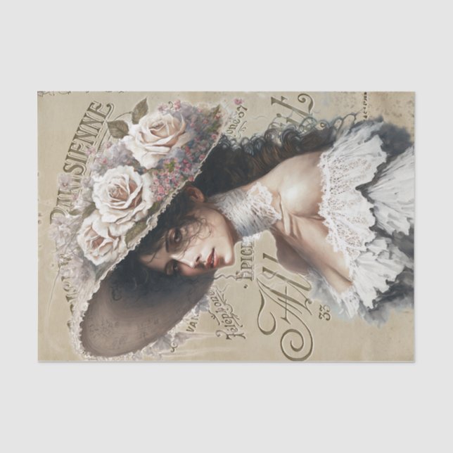 Vintage Lady Spring Tissue Paper (Front)
