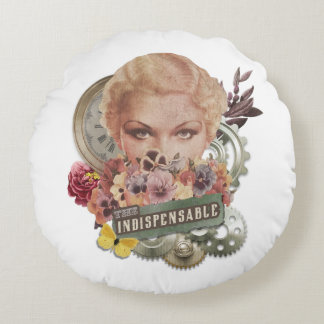 Vintage lady theme round cushion