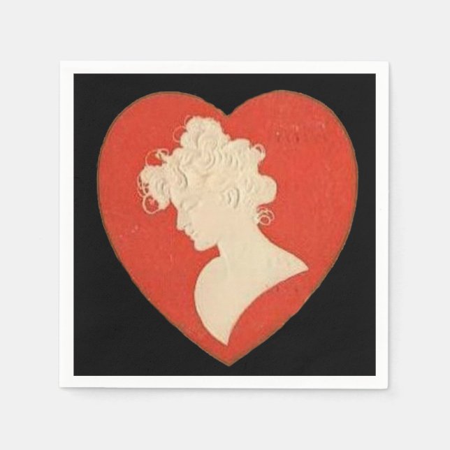 Vintage lady Valentine paper napkins (Front)