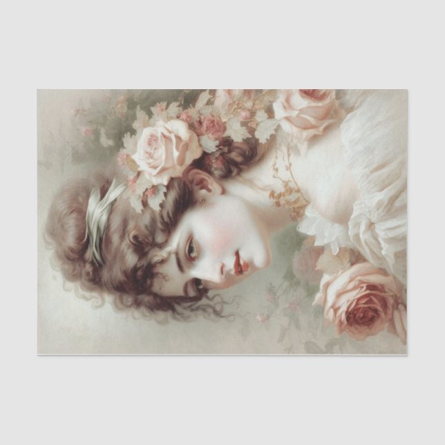 Vintage Lady Valentine Tissue Paper (Front)