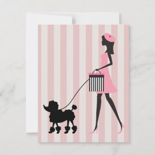 Vintage Lady walking black poodle 