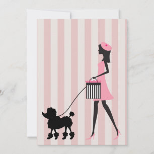 Vintage Lady walking black poodle Announcement