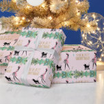 Vintage Lady walking black poodle Merry Christmas Wrapping Paper<br><div class="desc">Vintage Lady all dressed up in pink walking a cute black poodle with Merry Christmas greeting</div>
