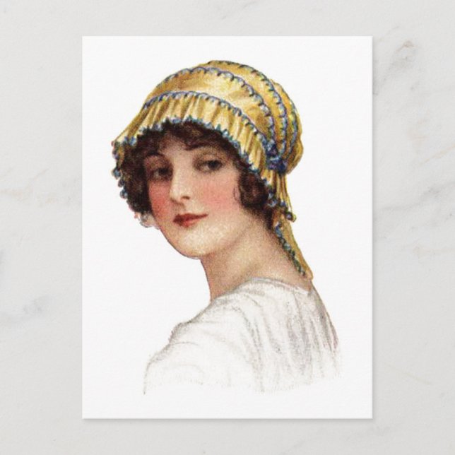 Vintage Lady Wearing Bonnet Postcard (Front)