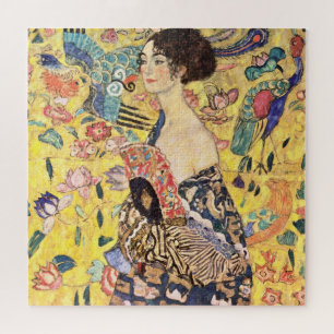 Vintage Lady with Fan by Gustav Klimt Jigsaw Puzzle