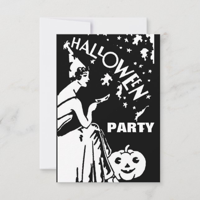 Vintage lady with mask Halloween Invitation (Front)
