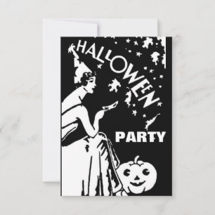 Vintage lady with mask Halloween Invitation