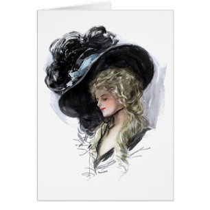 Vintage lady with spectacular blue hat