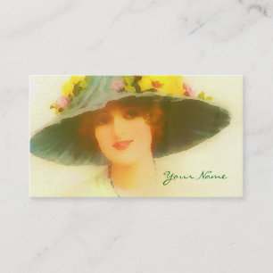 Vintage Lady with spring hat Business Card