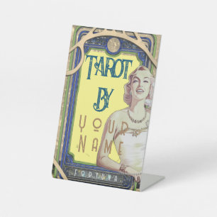 Vintage Lady Yellow Tarot Card Pedestal Sign