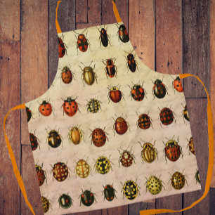 Vintage Ladybug Specimen Pattern Antique Insect Apron
