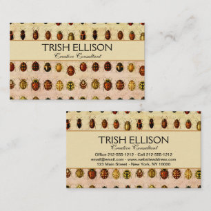 Vintage Ladybug Specimen Pattern Antique Insect Business Card