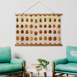Vintage Ladybug Specimen Pattern Antique Insect Hanging Tapestry