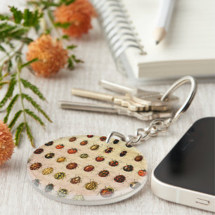 Vintage Ladybug Specimen Pattern Antique Insect Key Ring