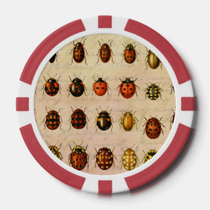Vintage Ladybug Specimen Pattern Antique Insect Poker Chips