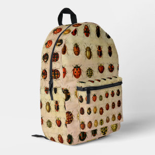 Vintage Ladybug Specimen Pattern Antique Insect Printed Backpack