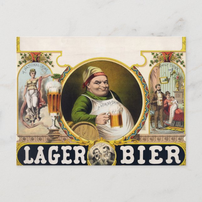 Vintage Lager Beer Advertisement Postcard (Front)