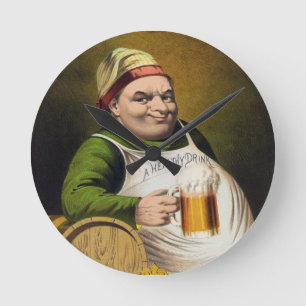 Vintage Lager Beer Advertisement Round Clock