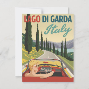 Vintage Lago di Garda Italy Driving Postcard