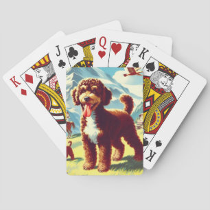 Vintage Lagotto Romagnolo Dog Painting Playing Cards
