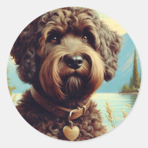 Vintage Lagotto Romagnolo Painting Classic Round Sticker