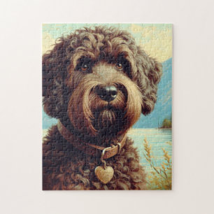 Vintage Lagotto Romagnolo Painting Jigsaw Puzzle